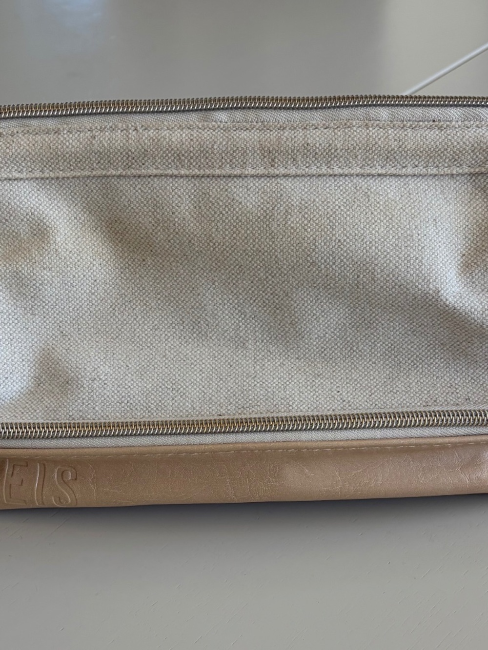 BÉIS Beige Cotton Linen Dopp Kit Toiletry Travel Bag